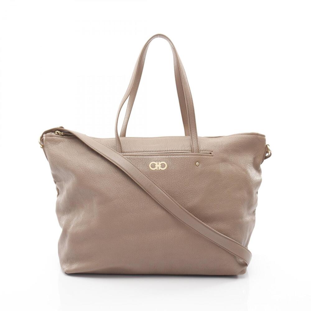Salvatore Ferragamo Gancini Tote Bag Leather Brown